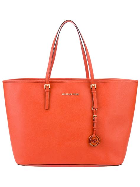 michael kors orange tote mk monogram
